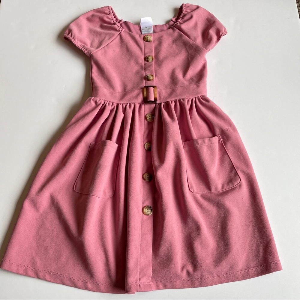 Nanette kids Pink Cap-Sleeve A-Line Pocket Dress